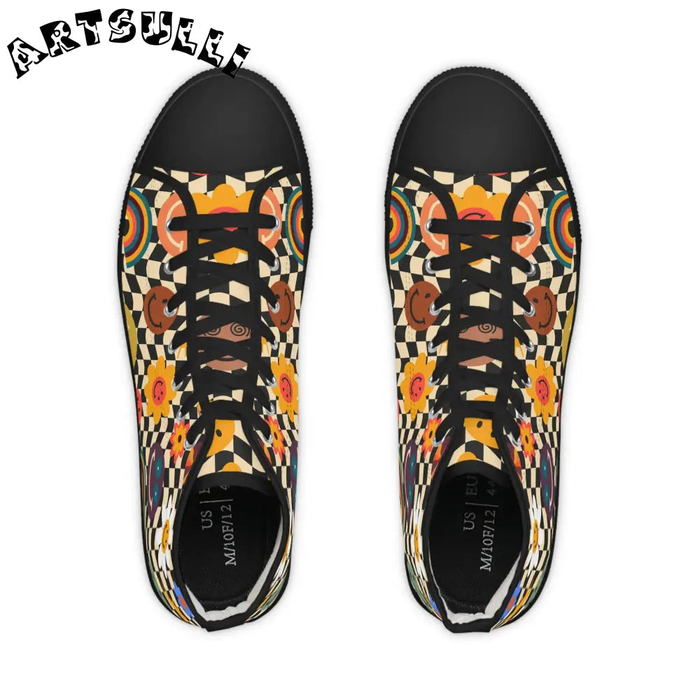 JAKKOUTTHEBXX Floral Checkerboard Breathable Polyester Canvas High Tops 2025