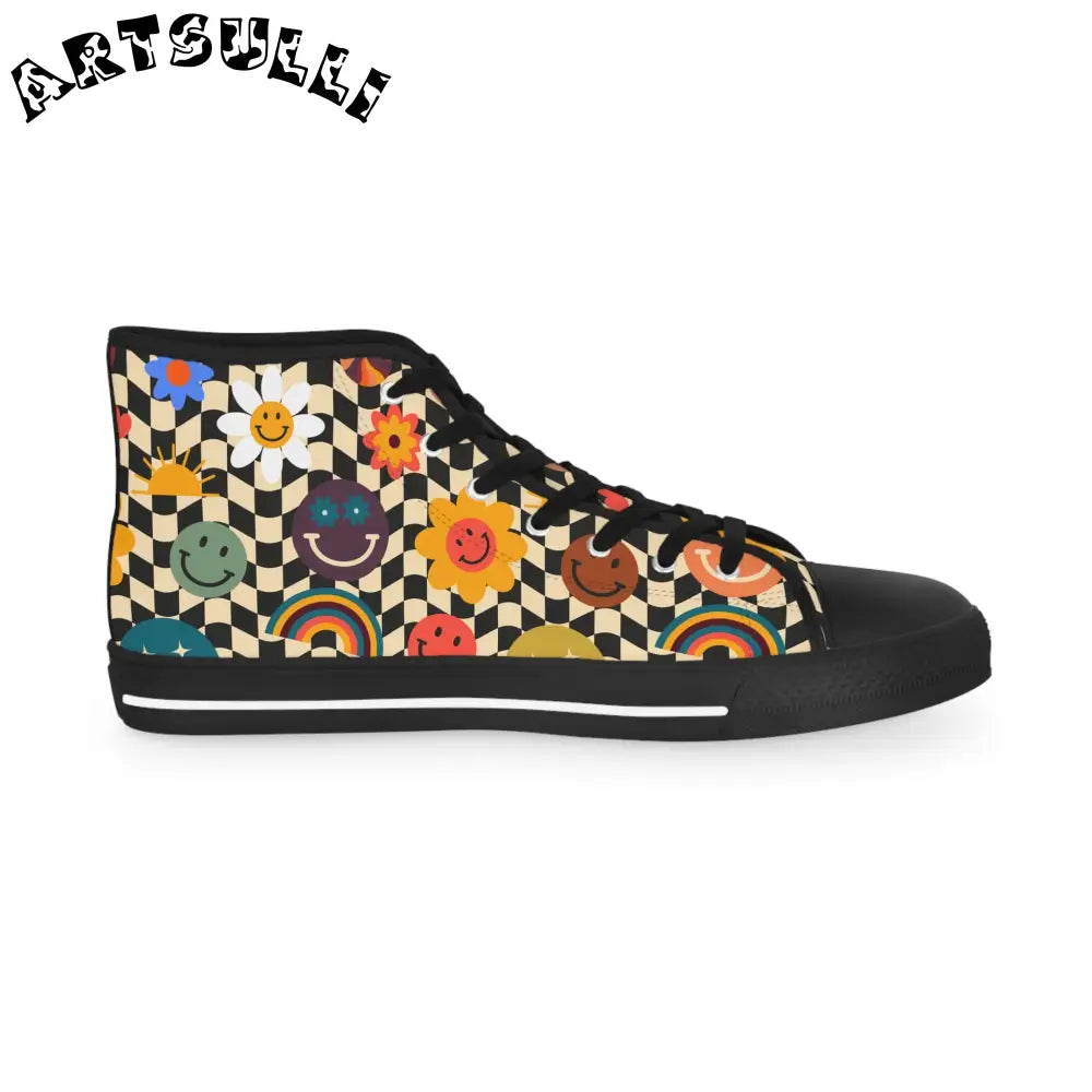 JAKKOUTTHEBXX Floral Checkerboard Breathable Polyester Canvas High Tops 2025