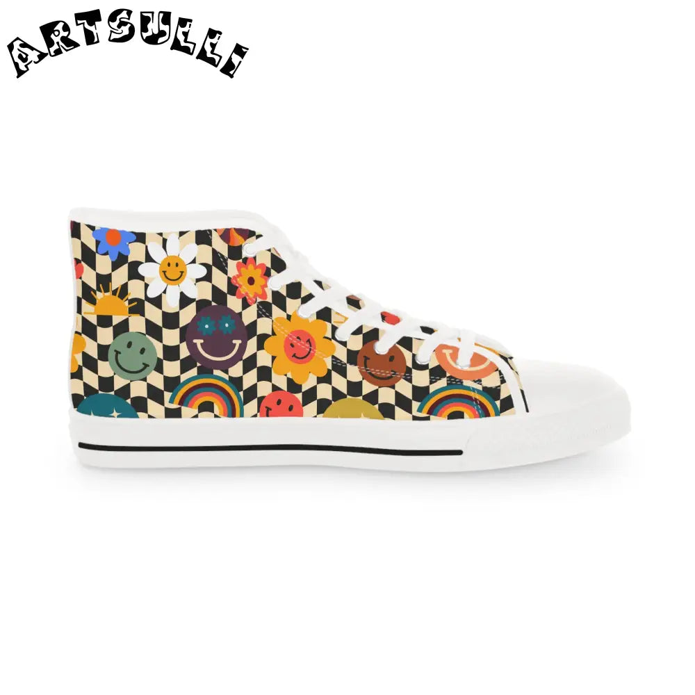 JAKKOUTTHEBXX Floral Checkerboard Breathable Polyester Canvas High Tops 2025