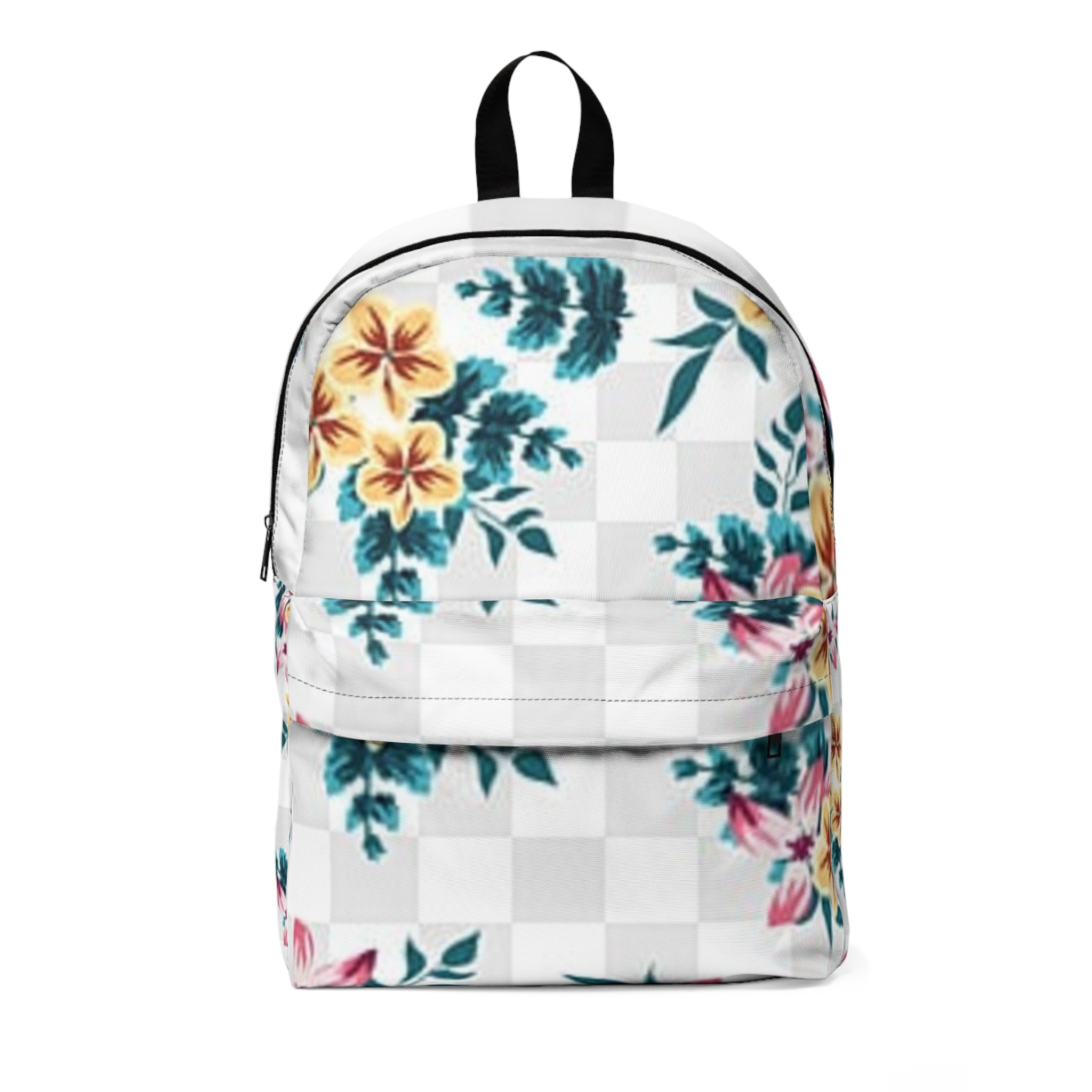 Printify Floral Checkered Backpack 2025
