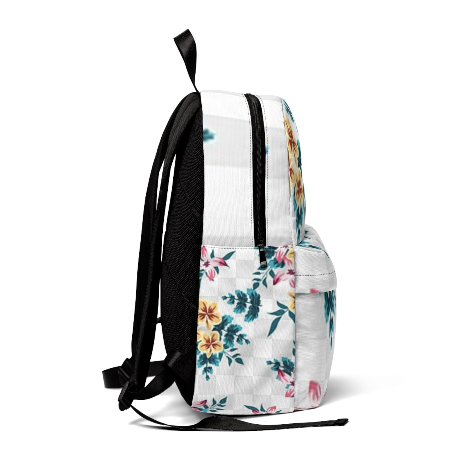 Printify Floral Checkered Backpack 2025