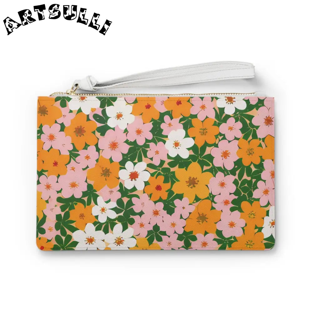 Floral Clutch Bag with Wrist Strap, Artsulli - Art is Long, Life is Short, Bags, Size, One size, , , , , 81315796109811893168