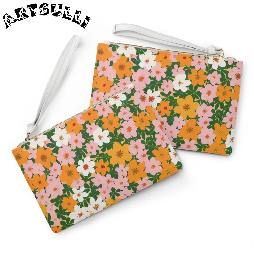 Floral Clutch Bag with Wrist Strap, Artsulli - Art is Long, Life is Short, Bags, , , , , , , 