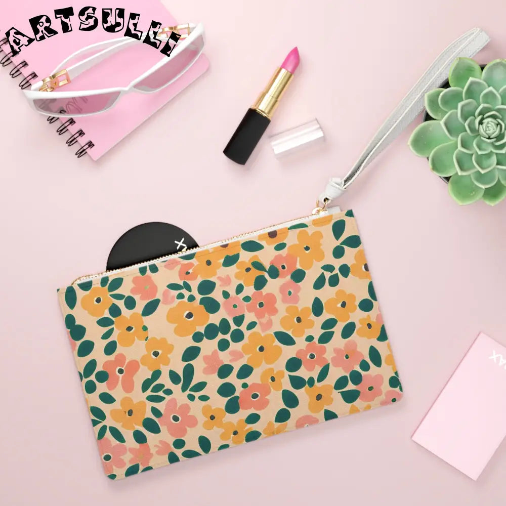 Floral Clutch Bag with Wrist Strap, Artsulli - Art is Long, Life is Short, Bags, , , , , , , 