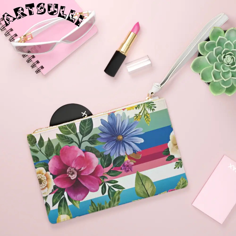 Floral Clutch Bag with Wrist Strap, Artsulli - Art is Long, Life is Short, Bags, , , , , , , 