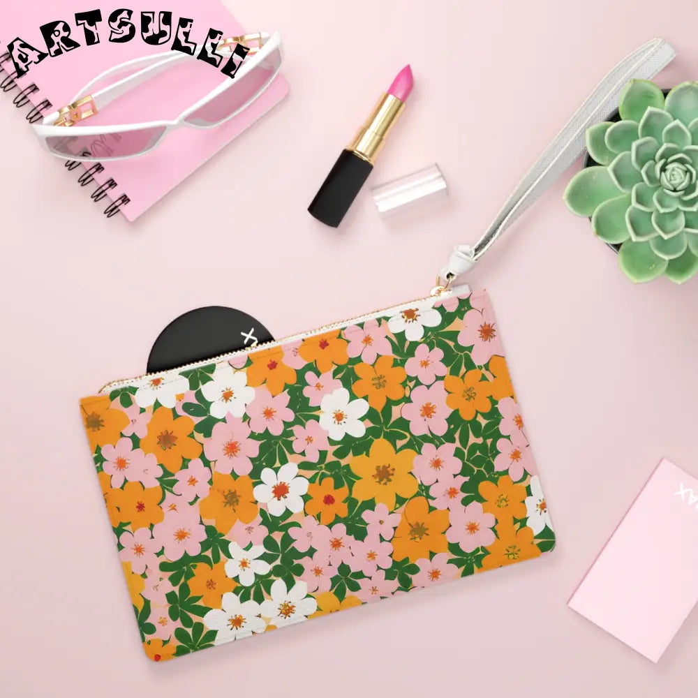Floral Clutch Bag with Wrist Strap, Artsulli - Art is Long, Life is Short, Bags, , , , , , , 