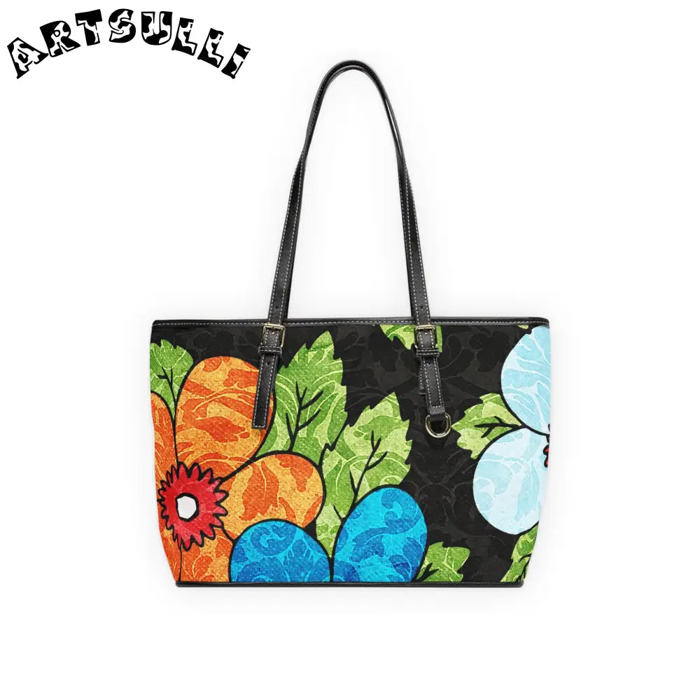 Floral Custom PU Leather Shoulder Bag, Artsulli - Art is Long, Life is Short, Bags, Size, 16" x 10", Color, Black, , , 25073863547227563245