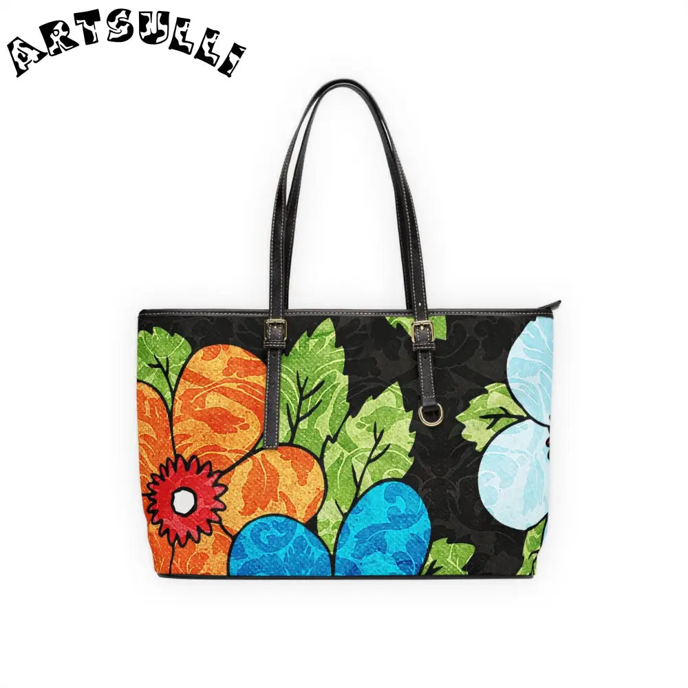 Floral Custom PU Leather Shoulder Bag, Artsulli - Art is Long, Life is Short, Bags, Size, 17" x 11", Color, Black, , , 61163767635060396026