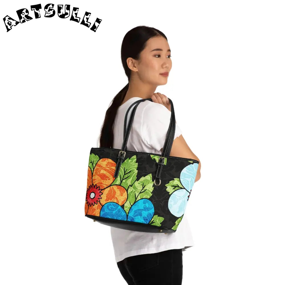 Floral Custom PU Leather Shoulder Bag, Artsulli - Art is Long, Life is Short, Bags, , , , , , , 