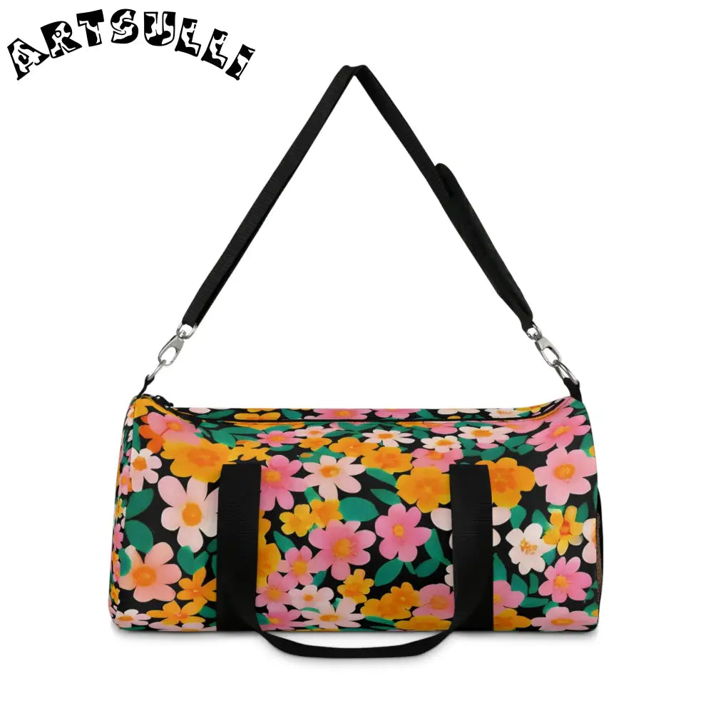 JAKKOUTTHEBXX Floral Duffel Bag with Black Straps 2025