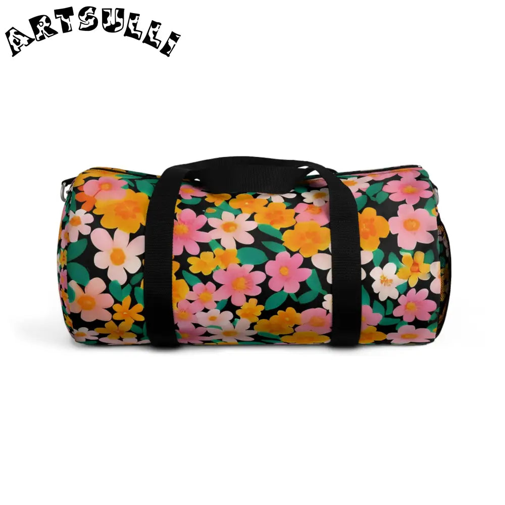 JAKKOUTTHEBXX Floral Duffel Bag with Black Straps 2025