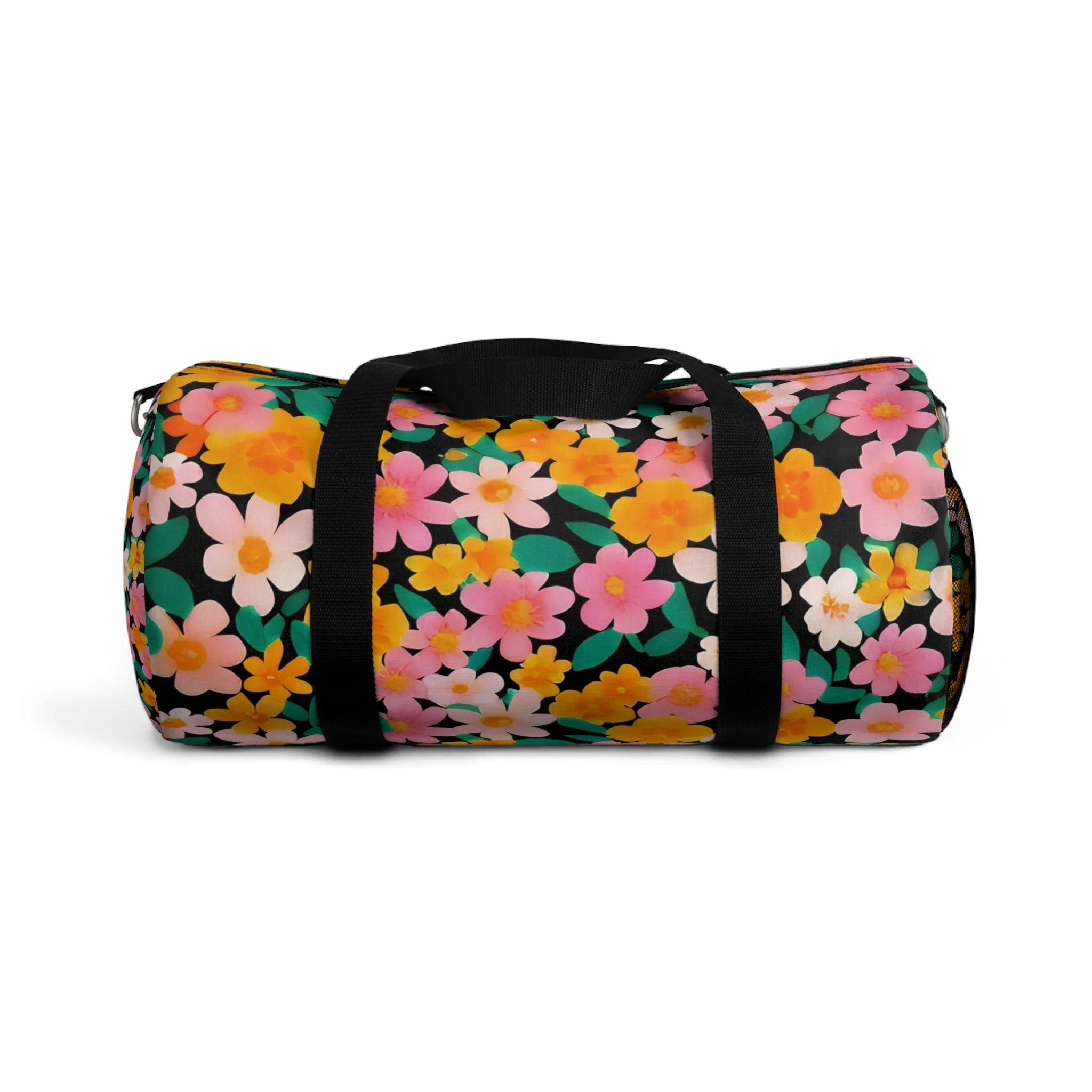 Floral Duffel Bag with Black Straps, Artsulli - Art is Long, Life is Short, Bags, Size, Small, , , , , 13541219390859052777