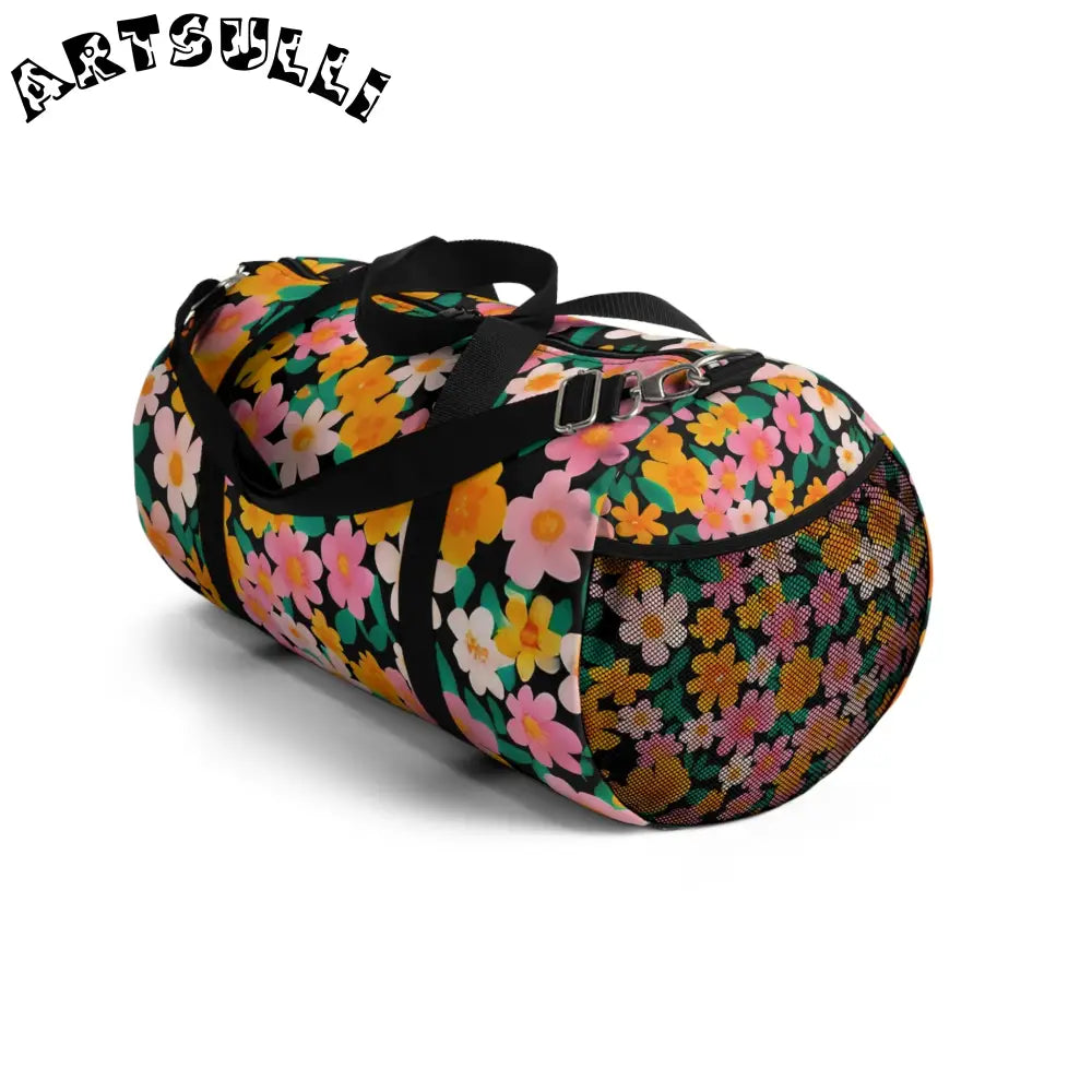 JAKKOUTTHEBXX Floral Duffel Bag with Black Straps 2025