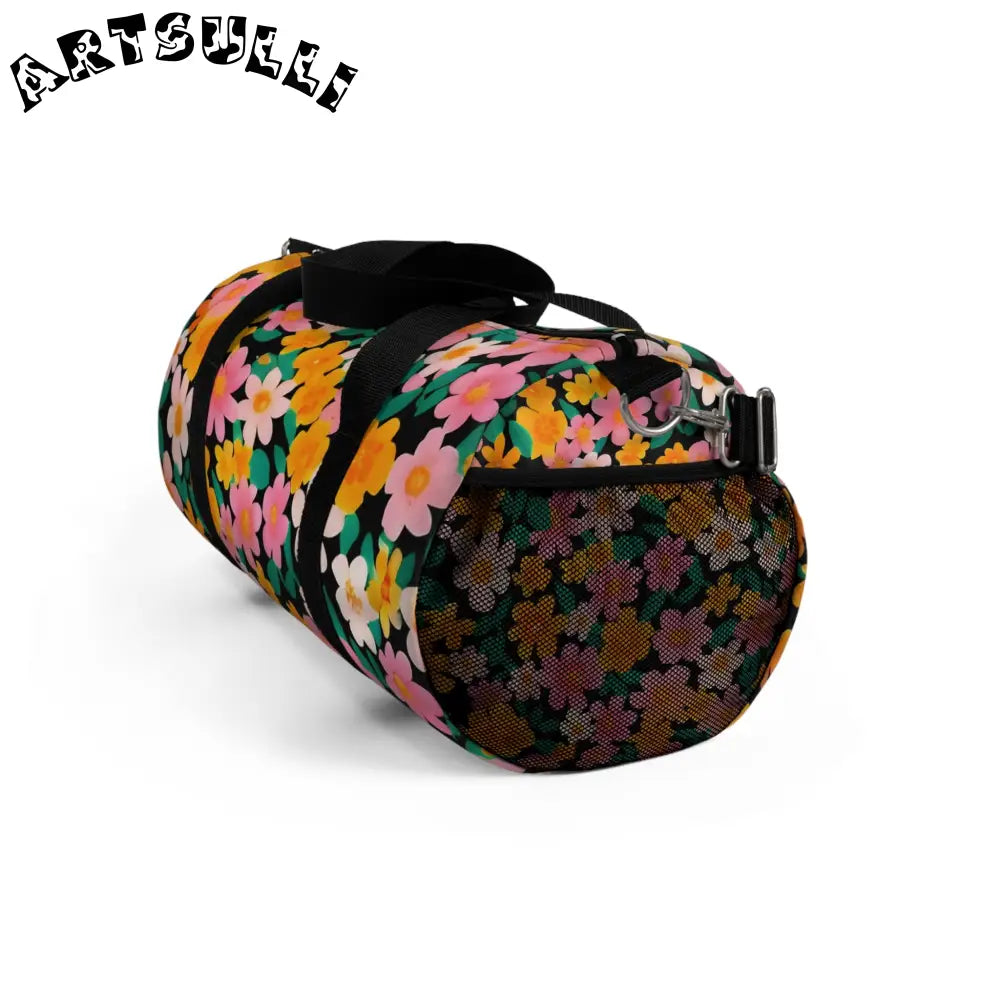 JAKKOUTTHEBXX Floral Duffel Bag with Black Straps 2025