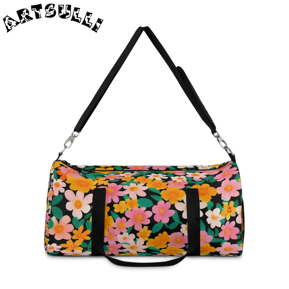 JAKKOUTTHEBXX Floral Duffel Bag with Black Straps 2025