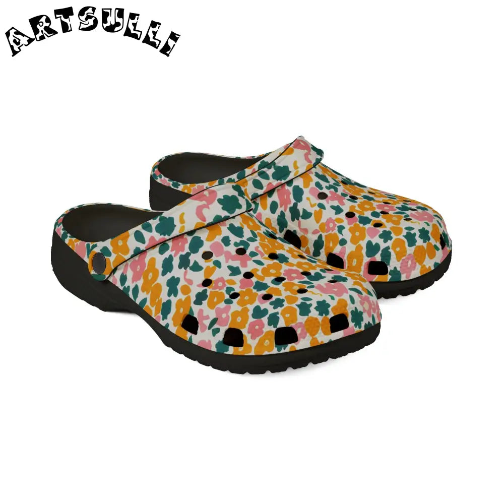 Floral EVA Foam Comfort Clogs, Artsulli - Art is Long, Life is Short, Shoes, , , , , , , 