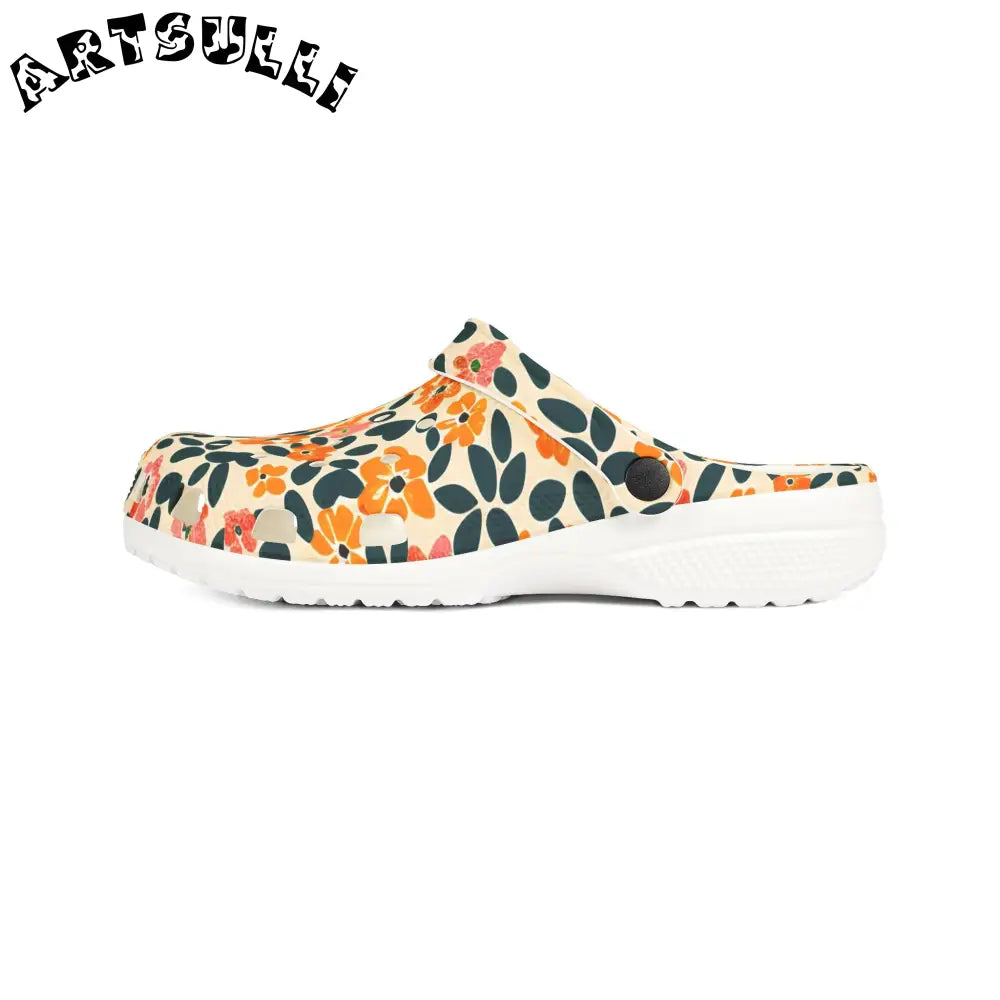 Floral EVA Foam Comfort Clogs, Artsulli - Art is Long, Life is Short, Shoes, , , , , , , 