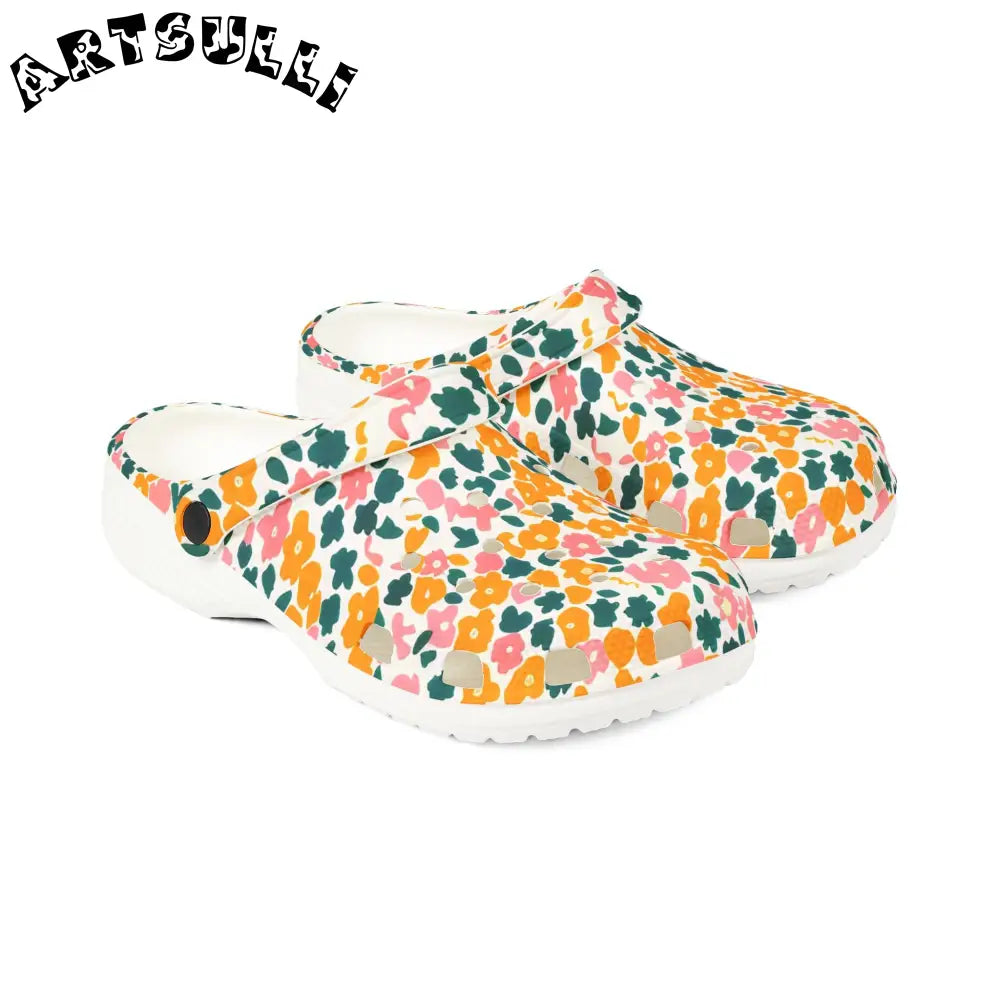 Floral EVA Foam Comfort Clogs, Artsulli - Art is Long, Life is Short, Shoes, , , , , , , 