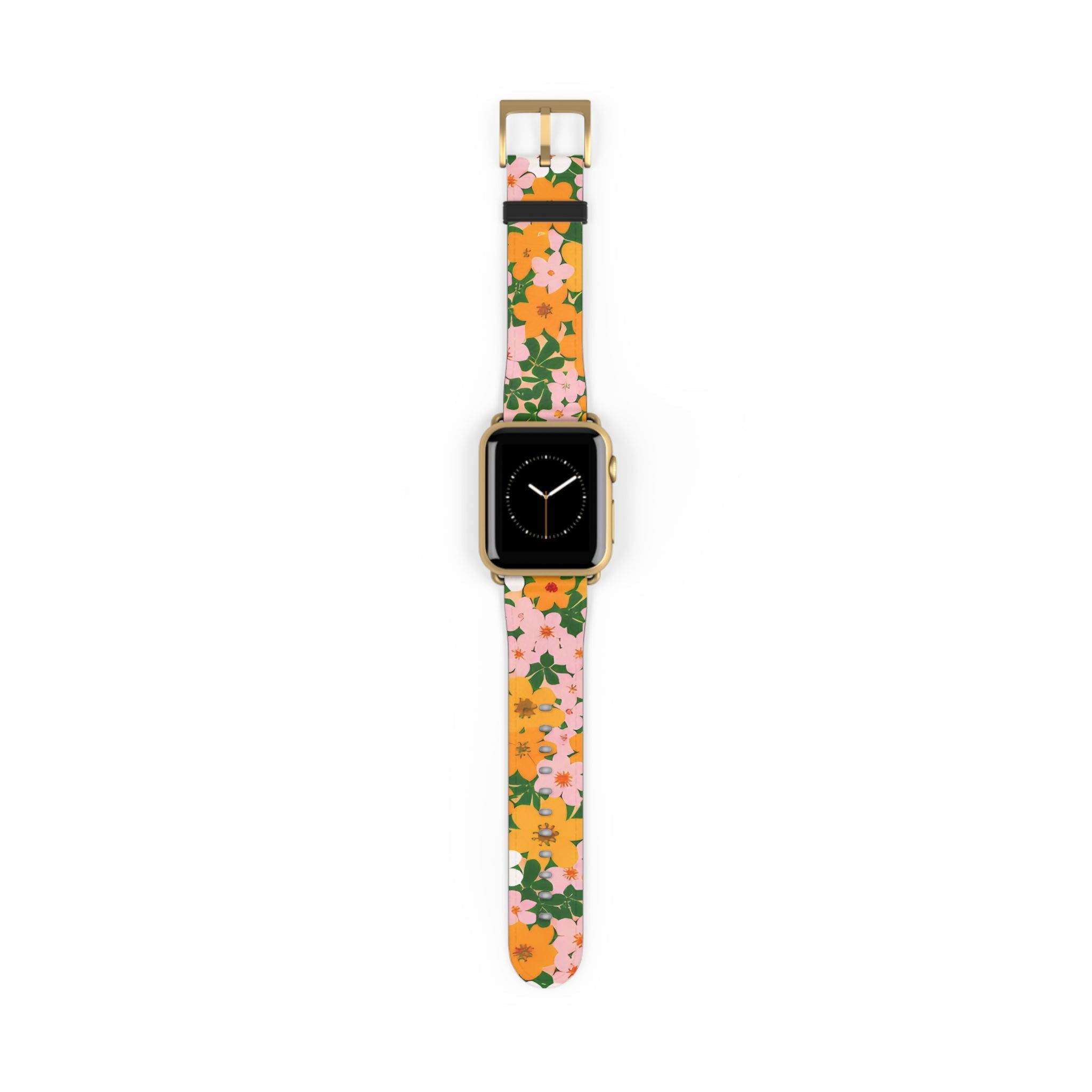 Floral Faux Leather Apple Watch Band, Artsulli - Art is Long, Life is Short, Accessories, Size, 38 - 41 mm, Color, Gold Matte, , , 76738633443390792113