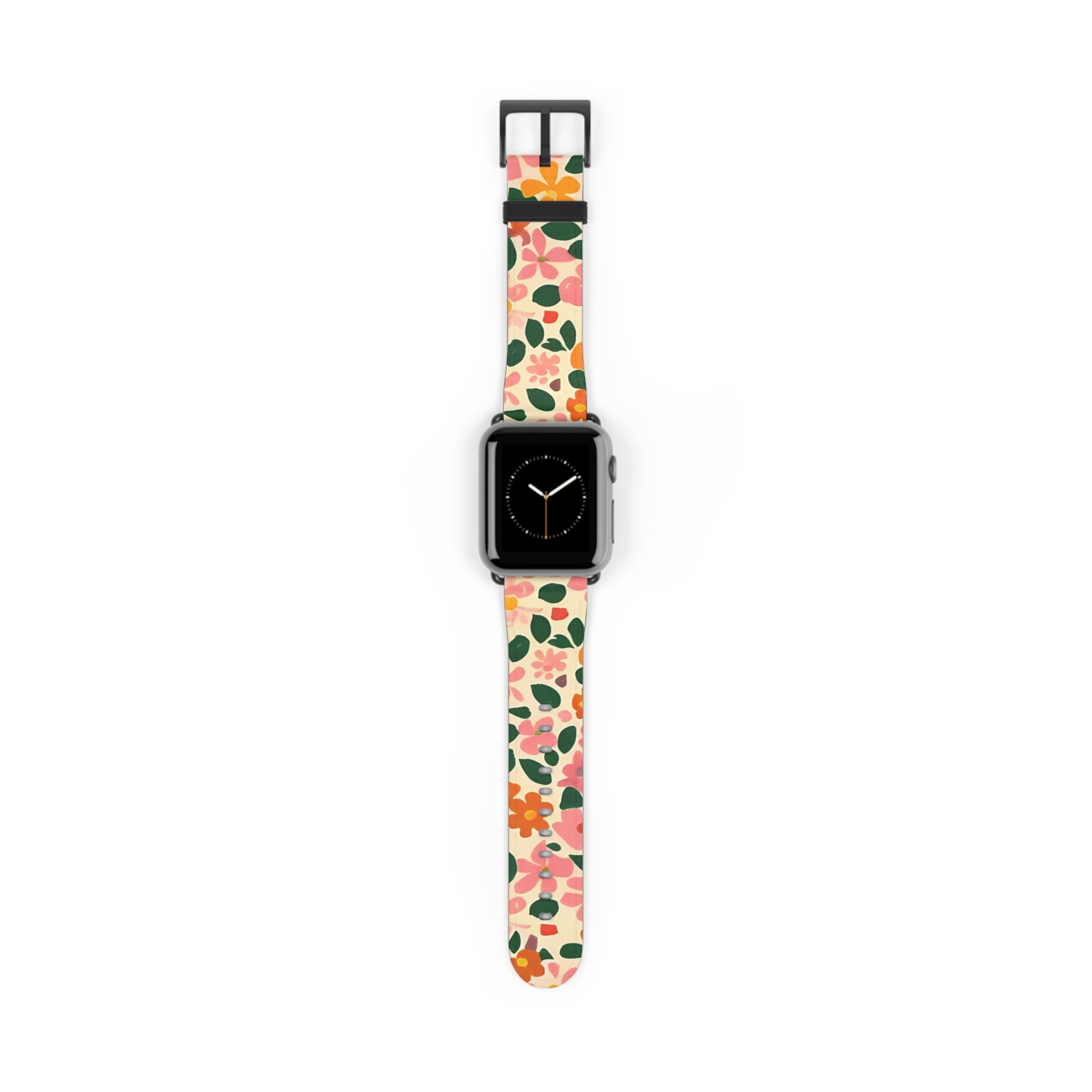 Floral Faux Leather Apple Watch Band, Artsulli - Art is Long, Life is Short, Accessories, Size, 38 - 41 mm, Color, Black Matte, , , 23877390068807693663
