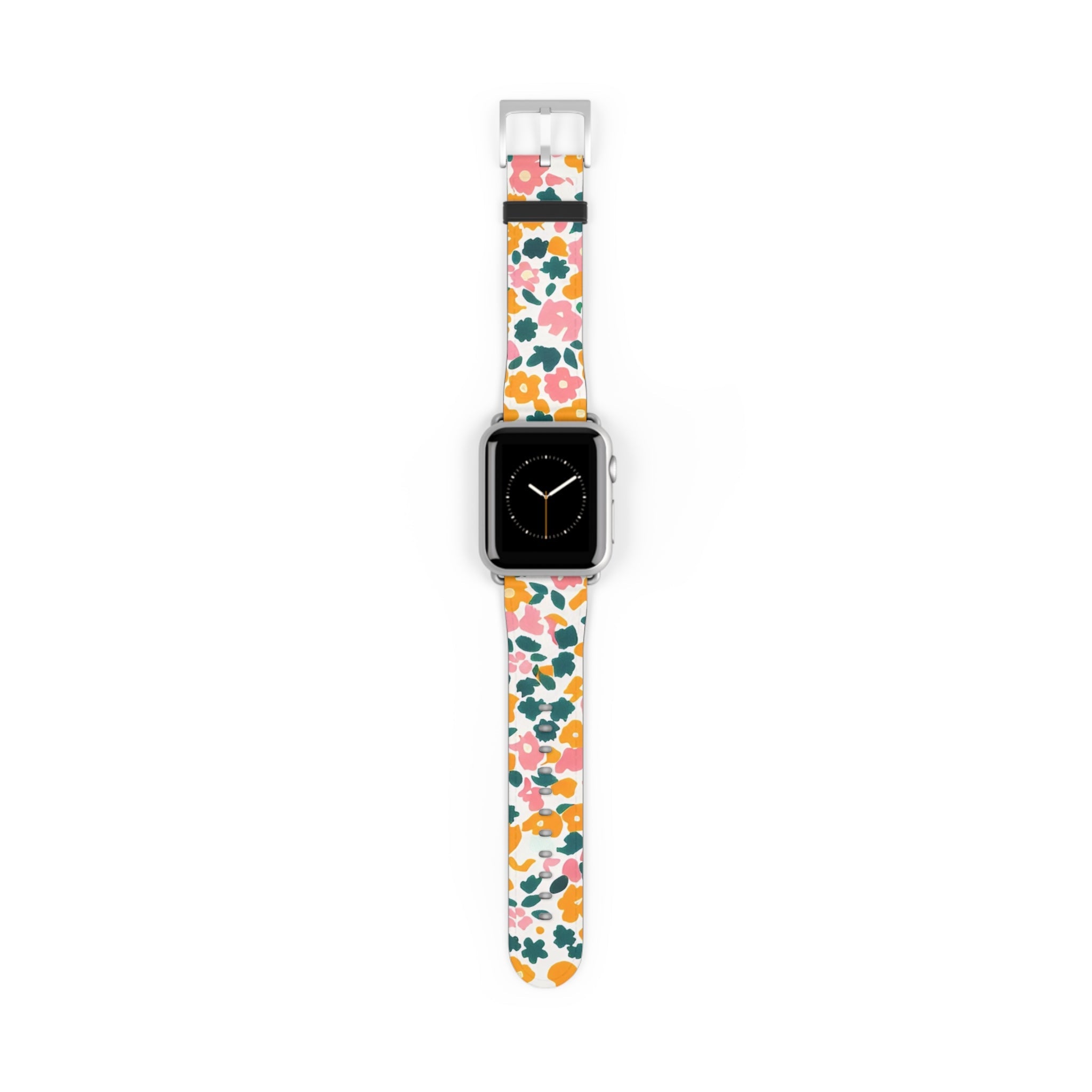 Floral Faux Leather Apple Watch Band, Artsulli - Art is Long, Life is Short, Accessories, Size, 38 - 41 mm, Color, Silver Matte, , , 31273658274744630803