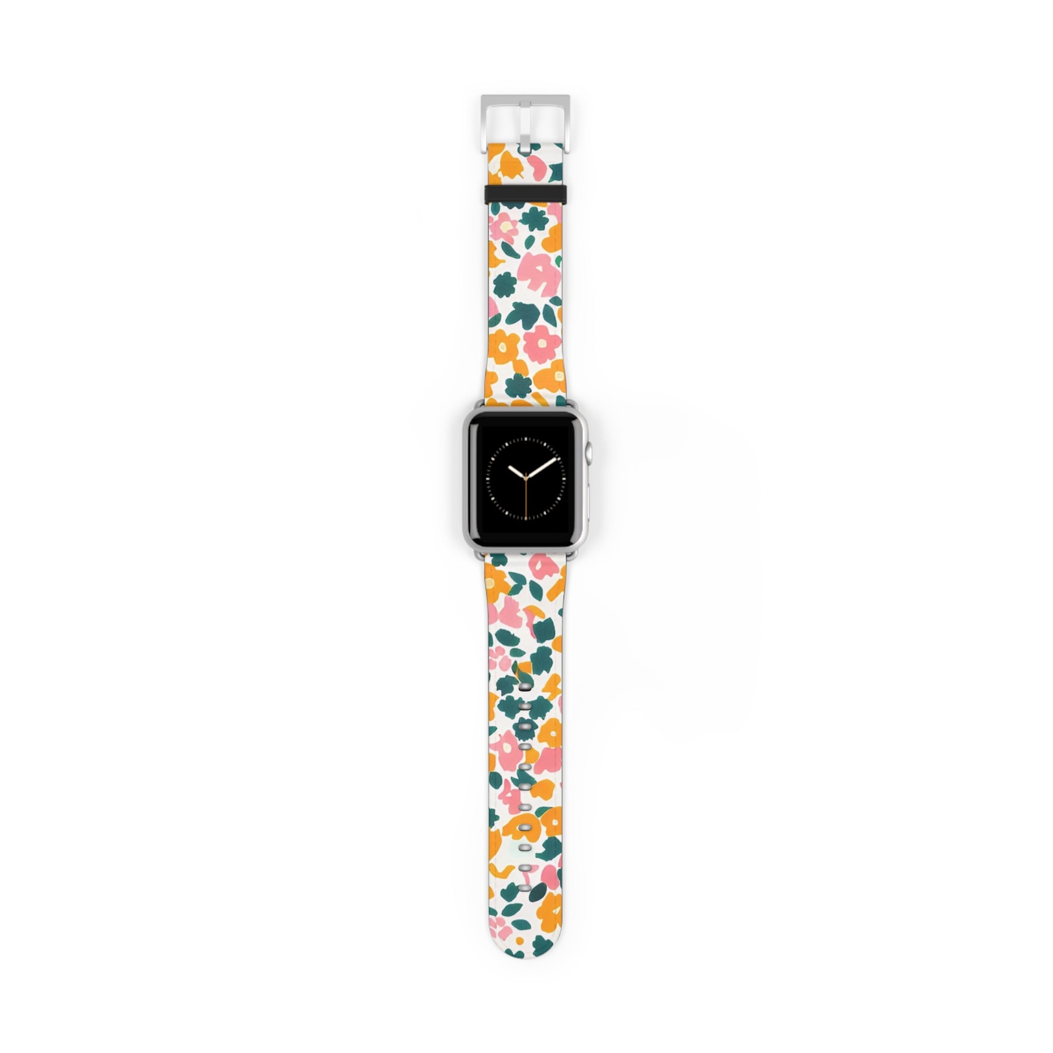 Floral Faux Leather Apple Watch Band, Artsulli - Art is Long, Life is Short, Accessories, Size, 42 - 45 mm, Color, Silver Matte, , , 33620102322296911142