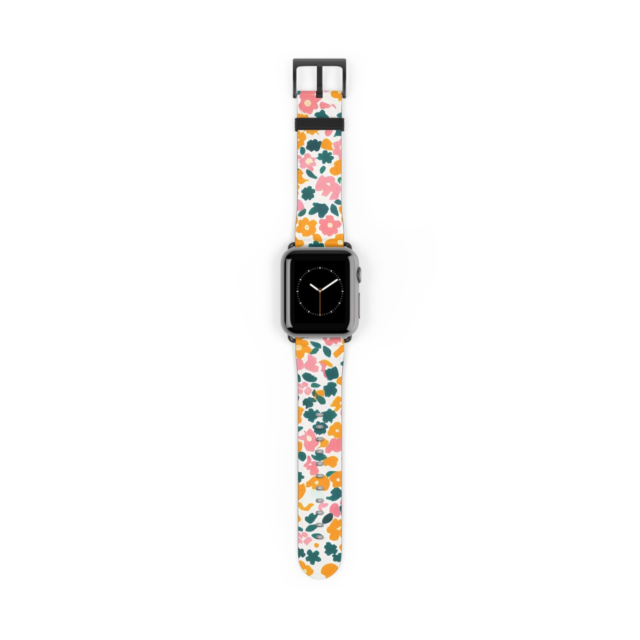 Floral Faux Leather Apple Watch Band, Artsulli - Art is Long, Life is Short, Accessories, Size, 38 - 41 mm, Color, Black Matte, , , 43842747990443750636
