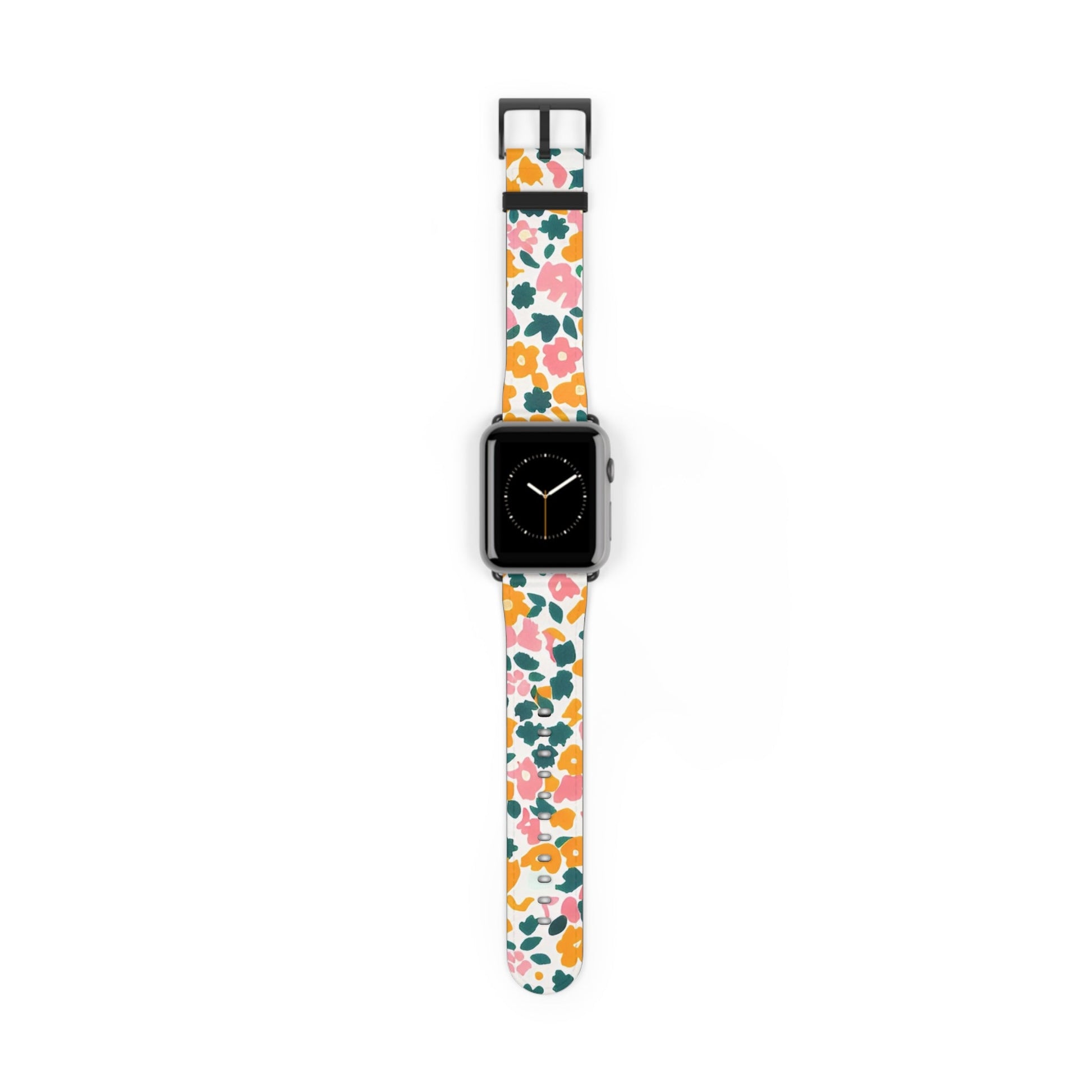 Floral Faux Leather Apple Watch Band, Artsulli - Art is Long, Life is Short, Accessories, Size, 42 - 45 mm, Color, Black Matte, , , 30605548479623419697
