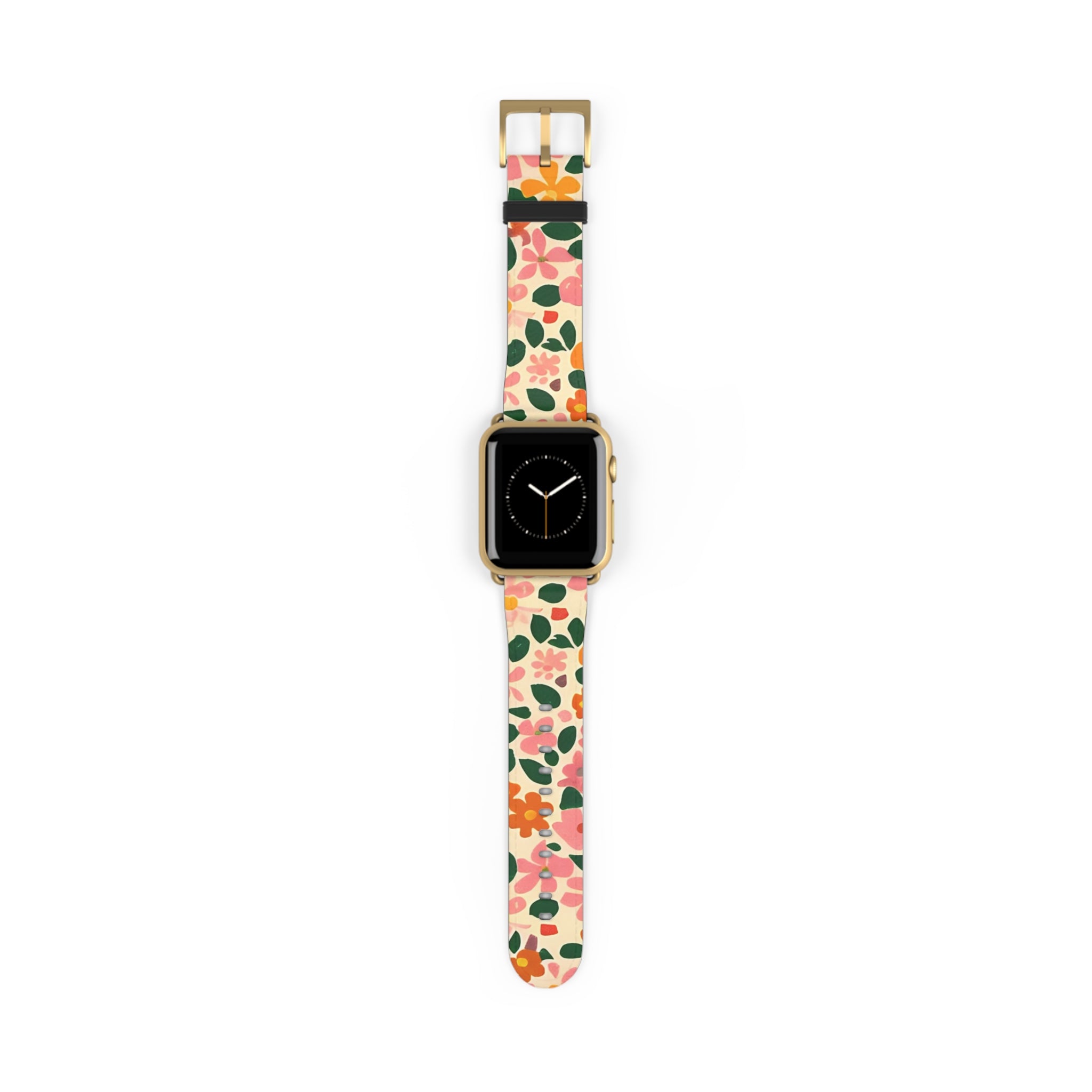 Floral Faux Leather Apple Watch Band, Artsulli - Art is Long, Life is Short, Accessories, Size, 38 - 41 mm, Color, Gold Matte, , , 30897220315553905025
