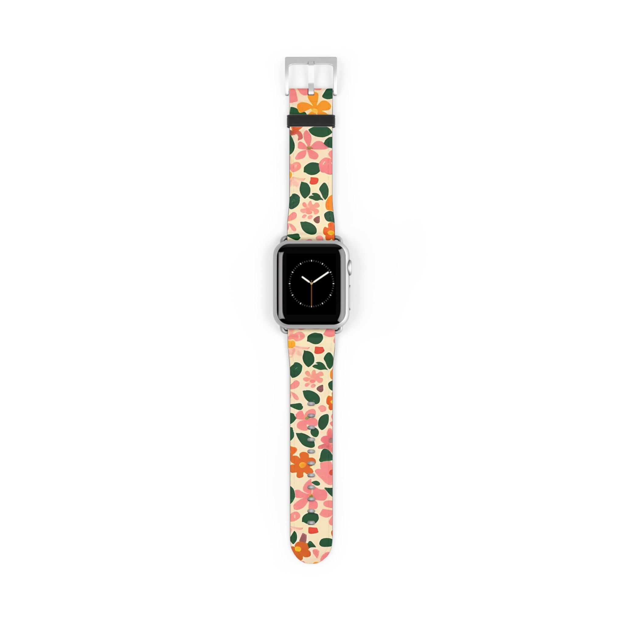 Floral Faux Leather Apple Watch Band, Artsulli - Art is Long, Life is Short, Accessories, Size, 38 - 41 mm, Color, Silver Matte, , , 17492366683374542455