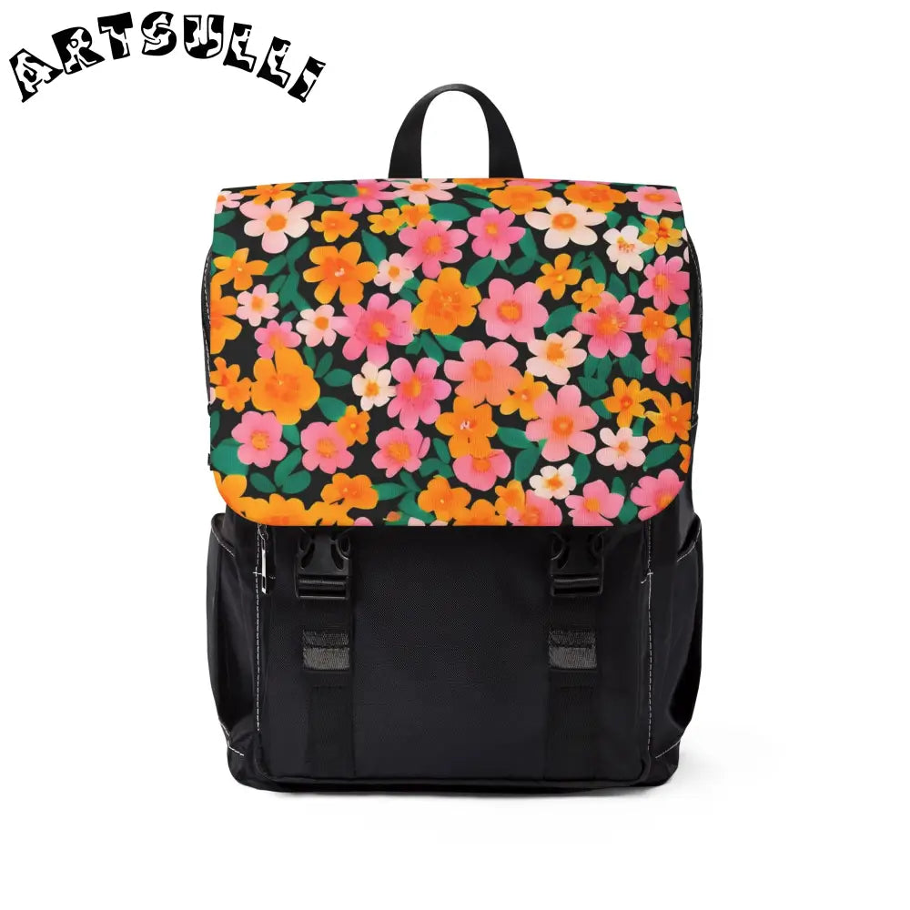 JAKKOUTTHEBXX Floral Flap Canvas Backpack 2025