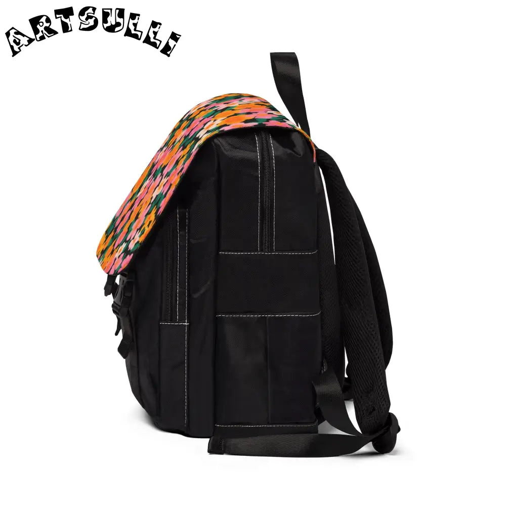 Floral Flap Canvas Backpack, Artsulli - Art is Long, Life is Short, Bags, , , , , , , 