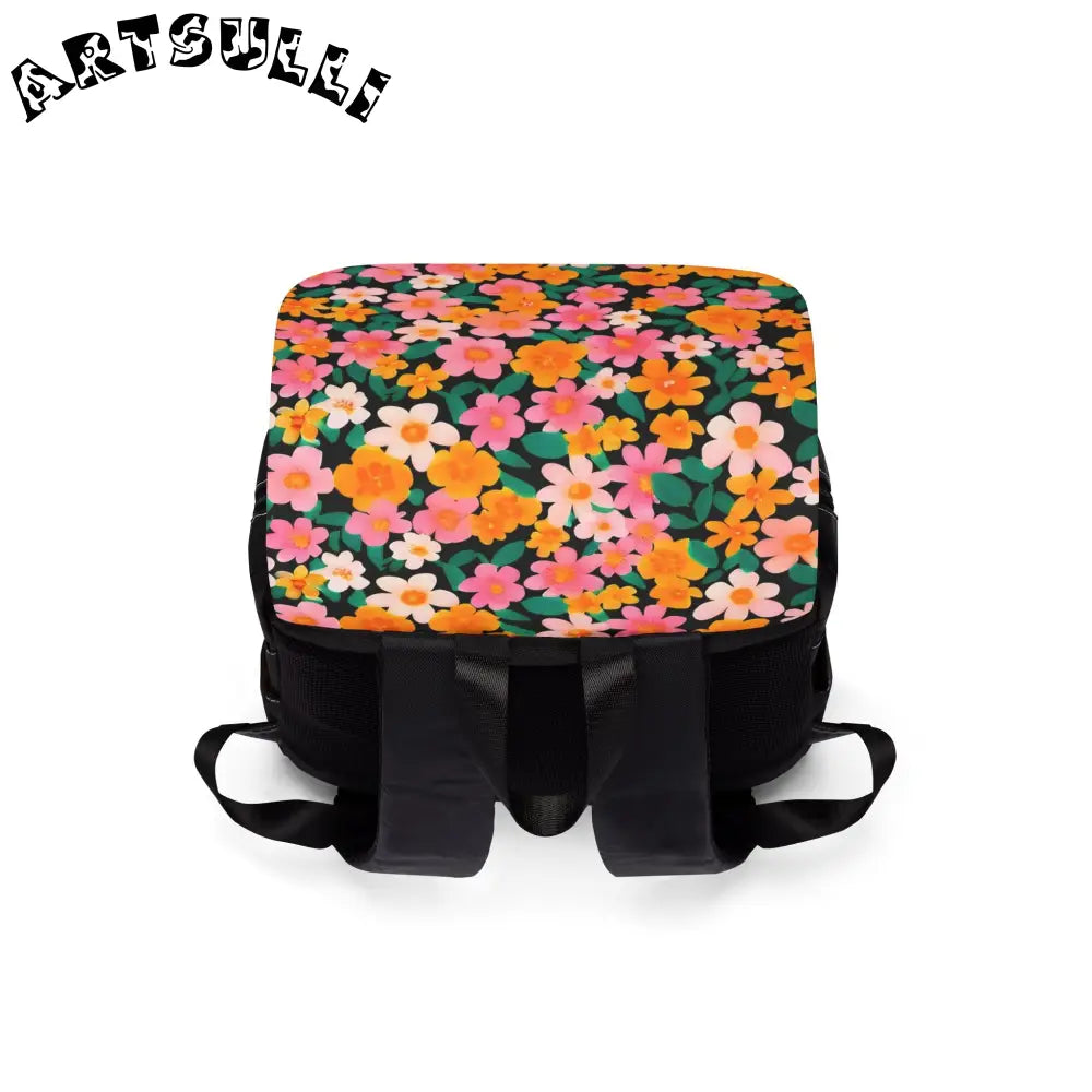 Floral Flap Canvas Backpack, Artsulli - Art is Long, Life is Short, Bags, , , , , , , 