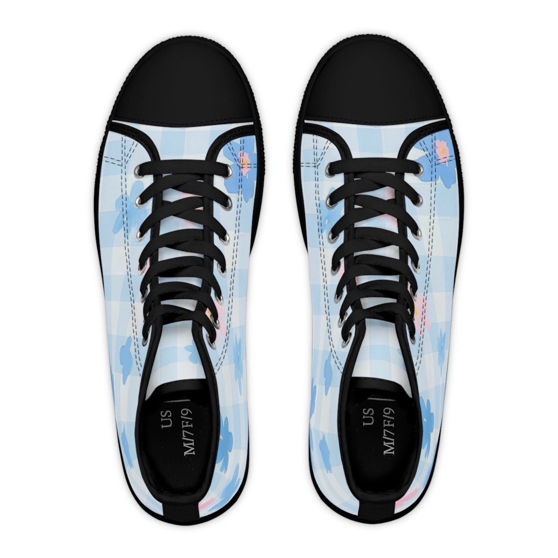 Floral Gingham High Top Sneakers, Artsulli - Art is Long, Life is Short, Shoes, , , , , , , 
