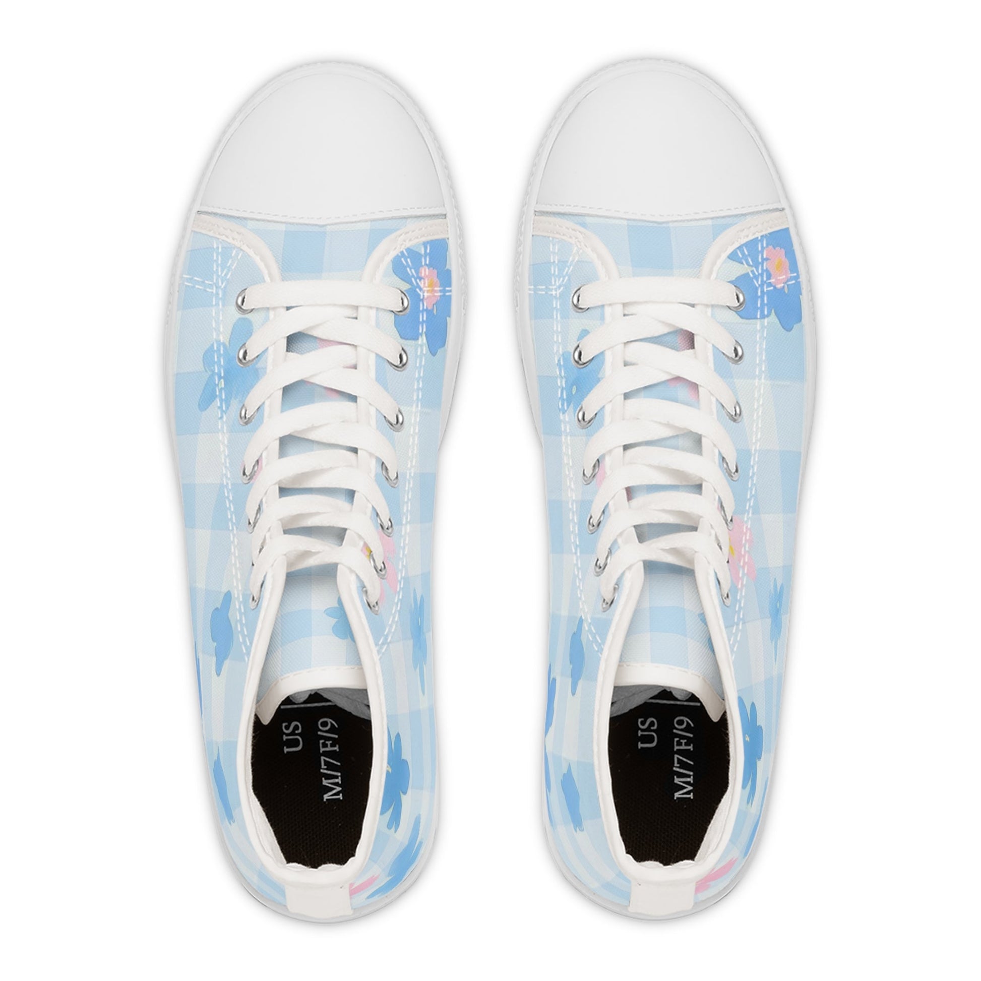 Floral Gingham High Top Sneakers, Artsulli - Art is Long, Life is Short, Shoes, , , , , , , 