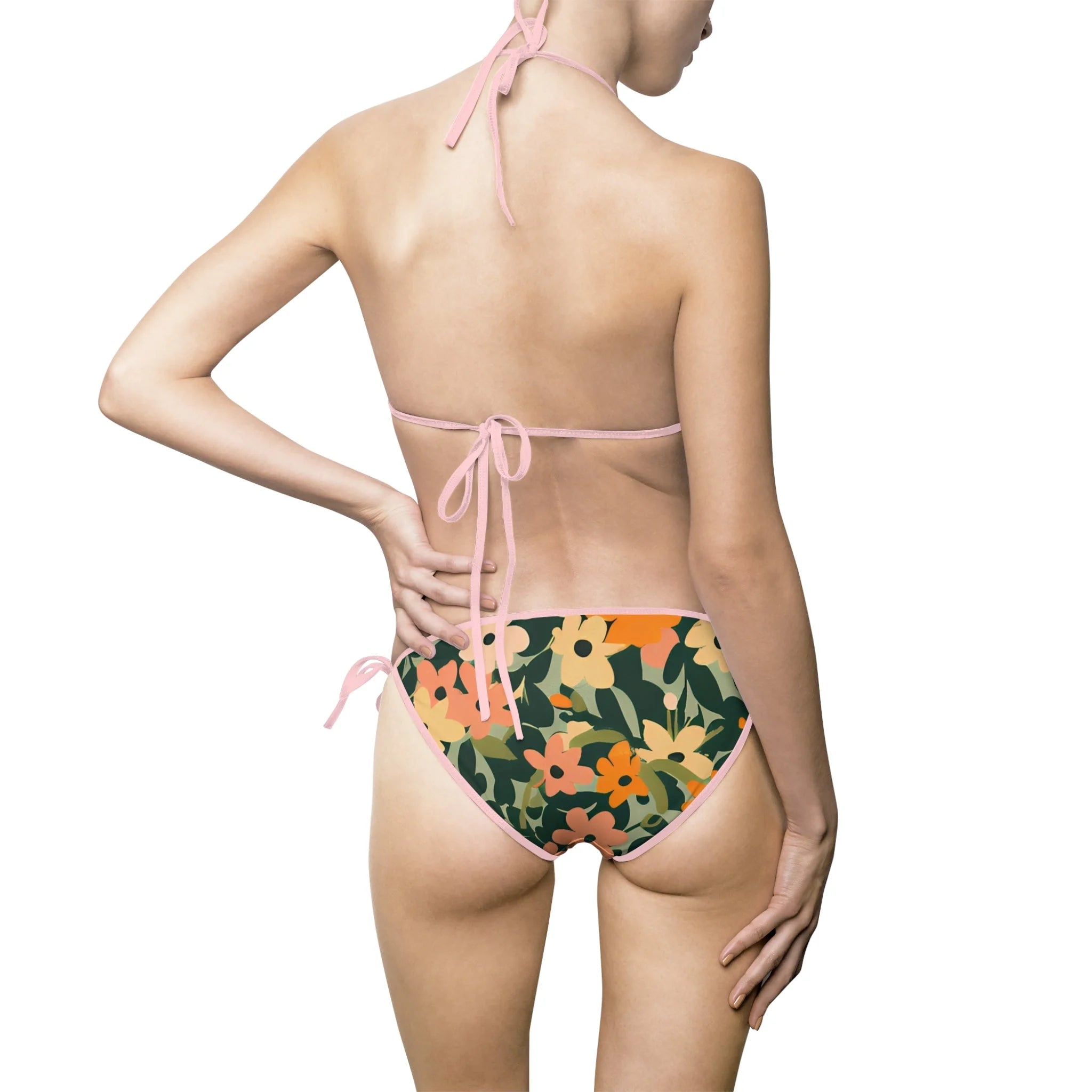 JAKKOUTTHEBXX Floral Halter Tie-Side Bikini Swimsuit 2025