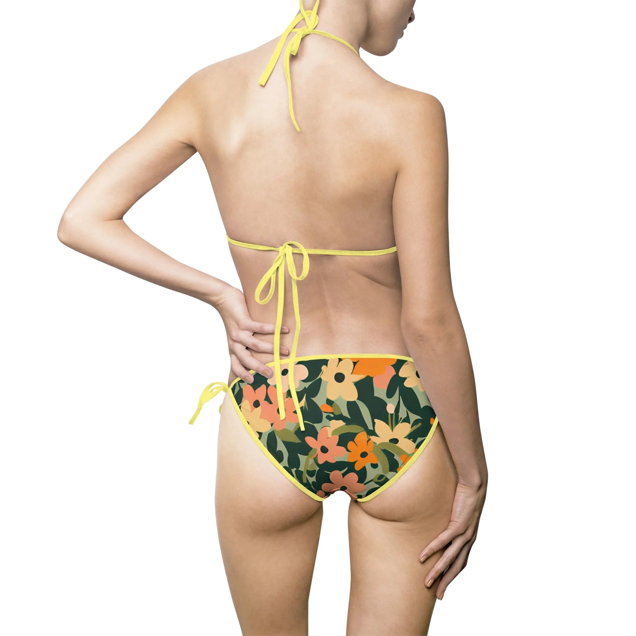 JAKKOUTTHEBXX Floral Halter Tie-Side Bikini Swimsuit 2025