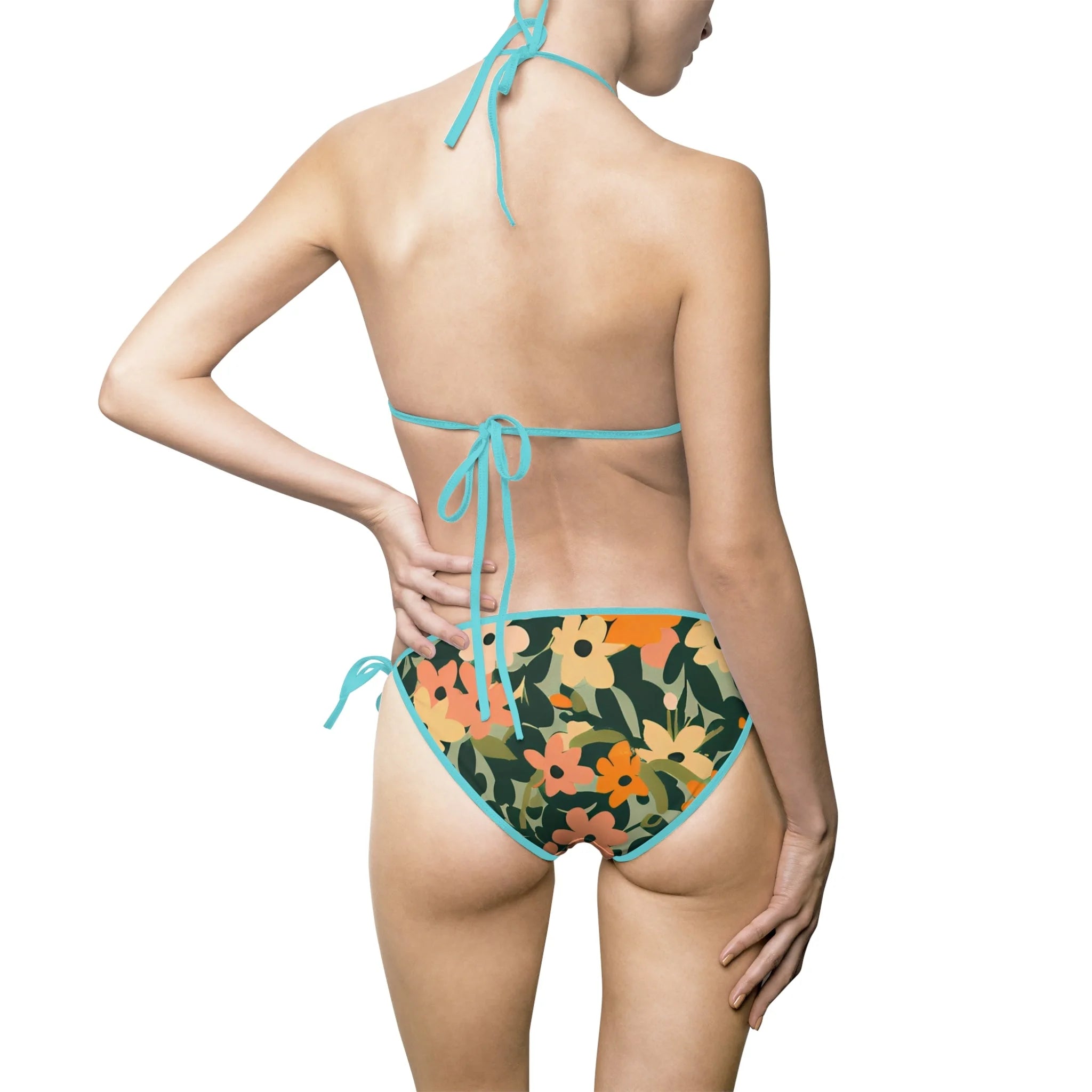 JAKKOUTTHEBXX Floral Halter Tie-Side Bikini Swimsuit 2025