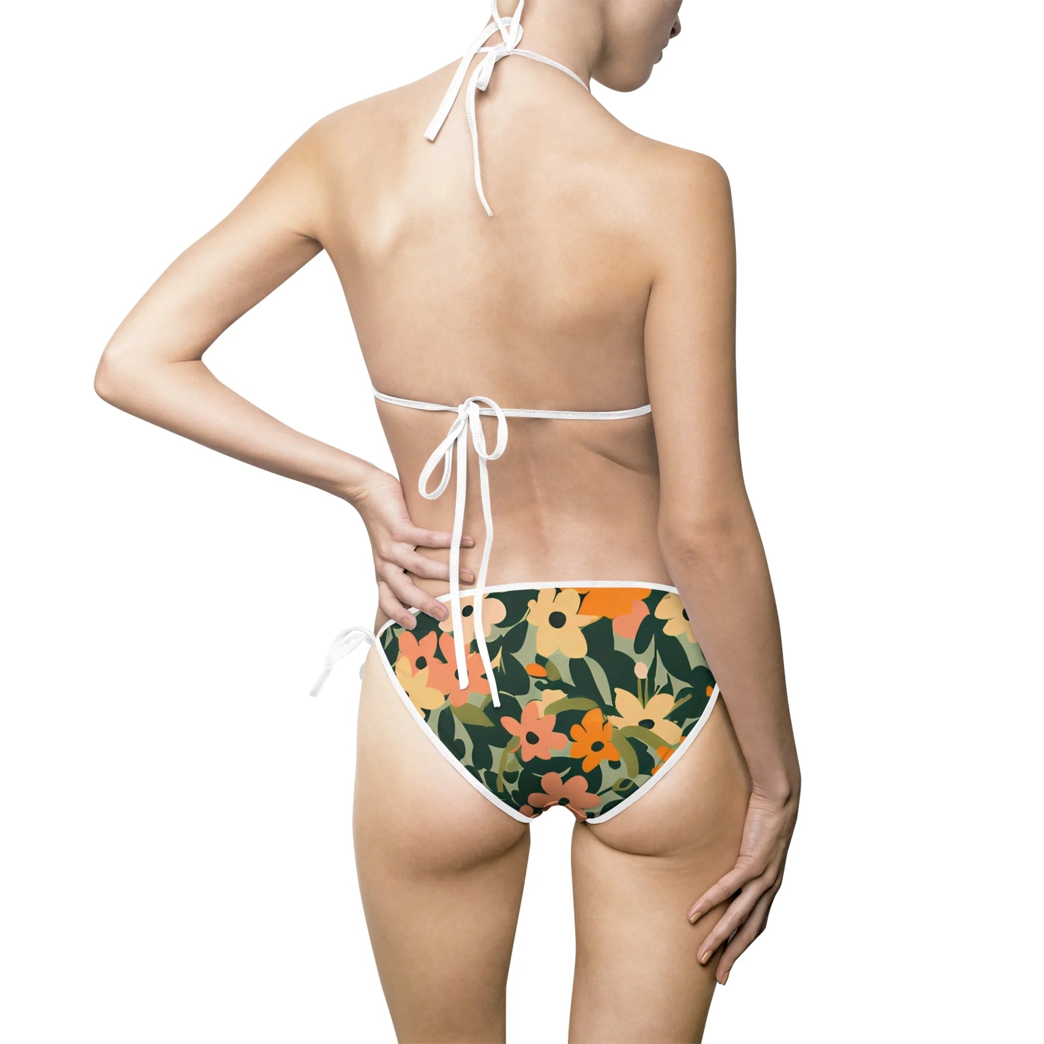 JAKKOUTTHEBXX Floral Halter Tie-Side Bikini Swimsuit 2025