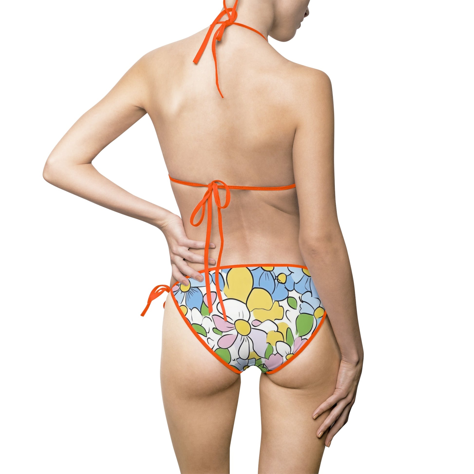 Floral Halter Tie-Side Bikini Swimsuit, Artsulli - Art is Long, Life is Short, All Over Prints, , , , , , , 
