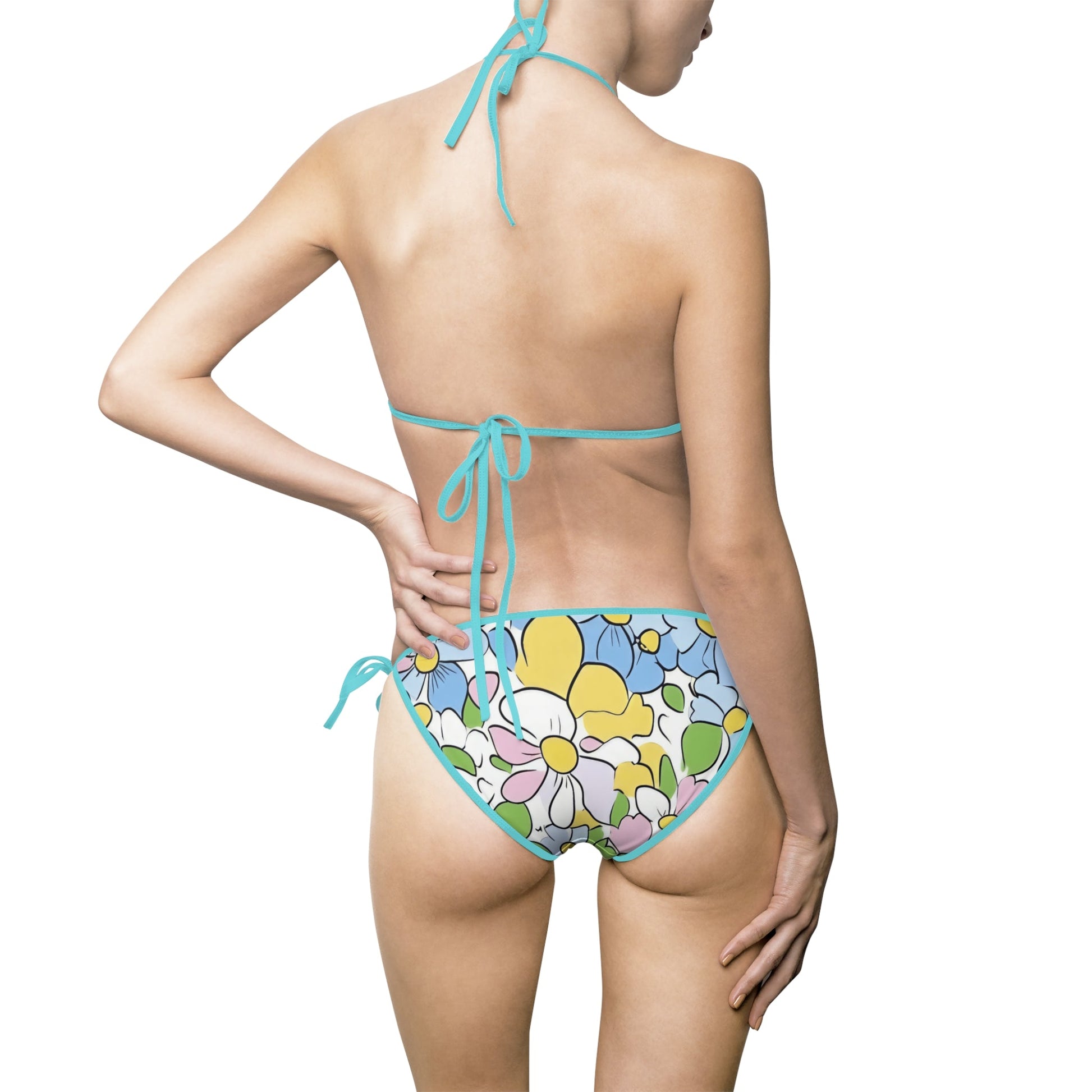 Floral Halter Tie-Side Bikini Swimsuit, Artsulli - Art is Long, Life is Short, All Over Prints, , , , , , , 