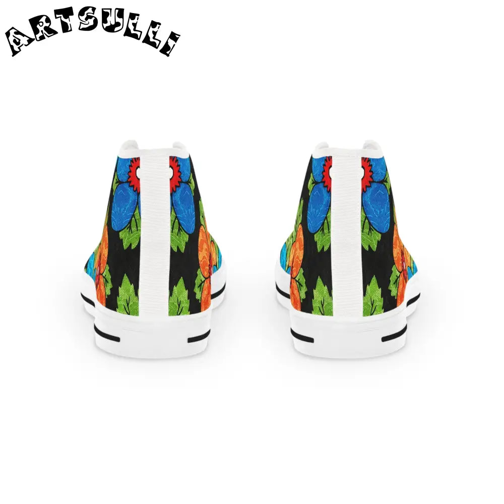 Floral High Top Canvas Sneakers, Artsulli - Art is Long, Life is Short, Shoes, , , , , , , 