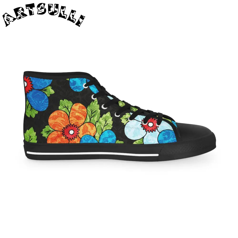 Floral High Top Canvas Sneakers, Artsulli - Art is Long, Life is Short, Shoes, , , , , , , 