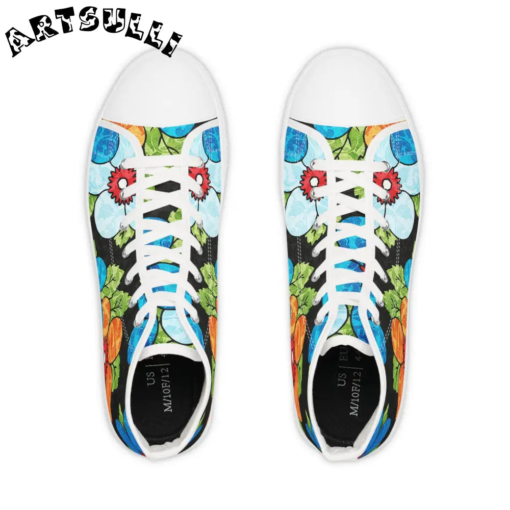 Floral High Top Canvas Sneakers, Artsulli - Art is Long, Life is Short, Shoes, , , , , , , 