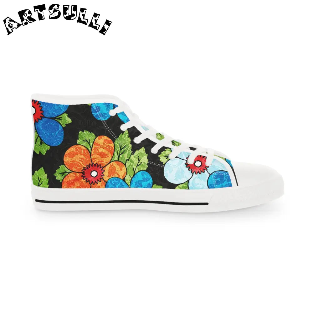 Floral High Top Canvas Sneakers, Artsulli - Art is Long, Life is Short, Shoes, , , , , , , 