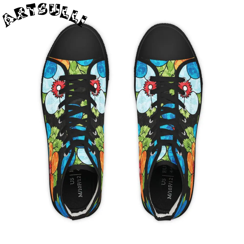 Floral High Top Canvas Sneakers, Artsulli - Art is Long, Life is Short, Shoes, , , , , , , 