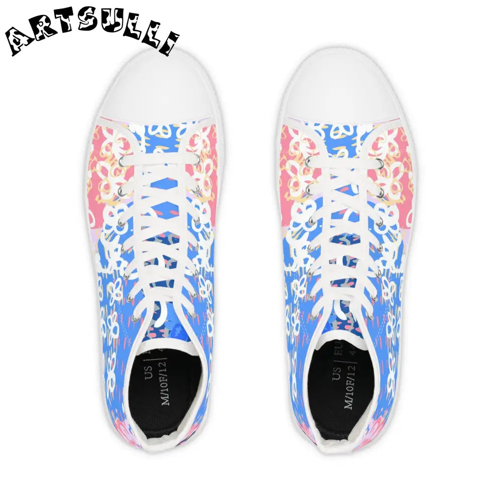 Floral High-Top Sneakers Featuring PU Leather, Artsulli - Art is Long, Life is Short, Shoes, , , , , , , 