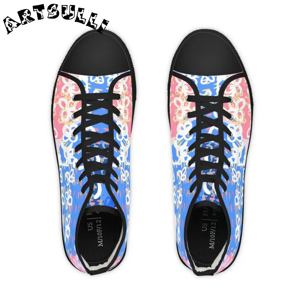 Floral High-Top Sneakers Featuring PU Leather, Artsulli - Art is Long, Life is Short, Shoes, , , , , , , 