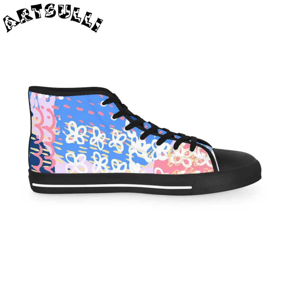 Floral High-Top Sneakers Featuring PU Leather, Artsulli - Art is Long, Life is Short, Shoes, , , , , , , 
