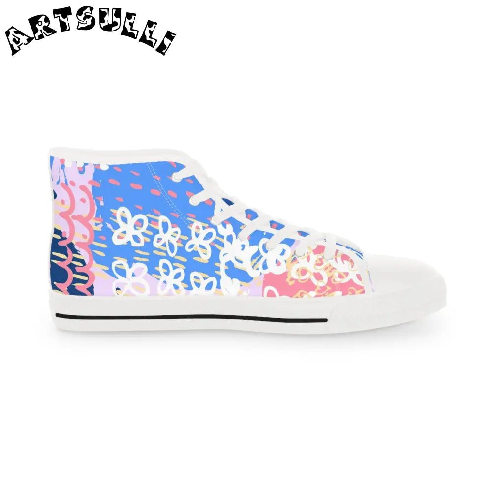 Floral High-Top Sneakers Featuring PU Leather, Artsulli - Art is Long, Life is Short, Shoes, , , , , , , 